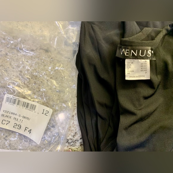 Women's Embroidered Sleeve Jumpsuit - Black Multi, Size S by Venus NWT - Picture 5 of 7